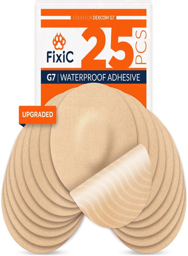 Fixic G7 Over Patches - 25 Pack - Premium Adhesive Patches Compatible with Dexcom G7 & Stelo CGMs - Waterproof Adhesive - Pre-Cut Back Paper - Long Fixation for Your Sensor! (Upgraded, Tan) - Image 1